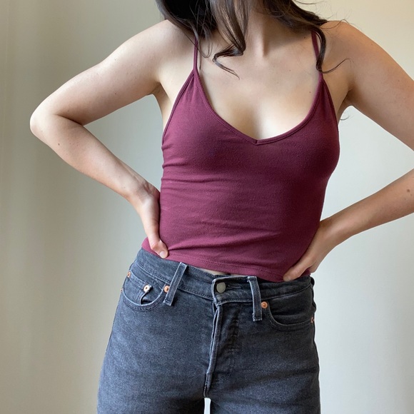 Brandy Melville burgundy one size crop tank top - Picture 2 of 2